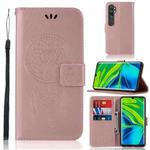 For Xiaomi Mi CC9 Pro Wind Chime Owl Embossing Pattern Horizontal Flip Leather Case with Holder & Card Slots & Wallet(Rose Gold)