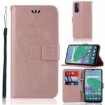 For vivo Y70s Wind Chime Owl Embossing Pattern Horizontal Flip Leather Case with Holder & Card Slots & Wallet(Rose Gold)