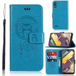 For LG K22 Wind Chime Owl Embossing Pattern Horizontal Flip Leather Case with Holder & Card Slots & Wallet(Blue)