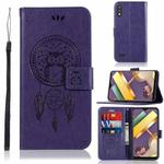 For LG K22 Wind Chime Owl Embossing Pattern Horizontal Flip Leather Case with Holder & Card Slots & Wallet(Purple)