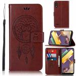 For LG K22 Wind Chime Owl Embossing Pattern Horizontal Flip Leather Case with Holder & Card Slots & Wallet(Brown)