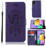 For LG K52 Wind Chime Owl Embossing Pattern Horizontal Flip Leather Case with Holder & Card Slots & Wallet(Purple)