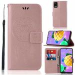 For LG K52 Wind Chime Owl Embossing Pattern Horizontal Flip Leather Case with Holder & Card Slots & Wallet(Rose Gold)