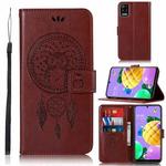 For LG K52 Wind Chime Owl Embossing Pattern Horizontal Flip Leather Case with Holder & Card Slots & Wallet(Brown)