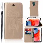 For Motorola Moto G Play (2021) Wind Chime Owl Embossing Pattern Horizontal Flip Leather Case with Holder & Card Slots & Wallet(Gold)