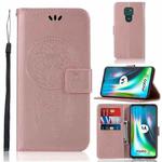 For Motorola Moto G9 Play Wind Chime Owl Embossing Pattern Horizontal Flip Leather Case with Holder & Card Slots & Wallet(Rose Gold)