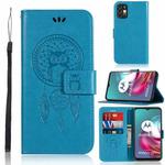 For Motorola Moto G30 Wind Chime Owl Embossing Pattern Horizontal Flip Leather Case with Holder & Card Slots & Wallet(Blue)