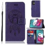 For Motorola Moto G30 Wind Chime Owl Embossing Pattern Horizontal Flip Leather Case with Holder & Card Slots & Wallet(Purple)