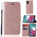 For Motorola Moto G30 Wind Chime Owl Embossing Pattern Horizontal Flip Leather Case with Holder & Card Slots & Wallet(Rose Gold)