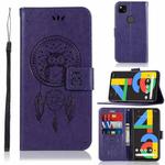 For Google Pixel 4a 4G Wind Chime Owl Embossing Pattern Horizontal Flip Leather Case with Holder & Card Slots & Wallet(Purple)