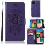 For Google Pixel 4a 5G Wind Chime Owl Embossing Pattern Horizontal Flip Leather Case with Holder & Card Slots & Wallet(Purple)
