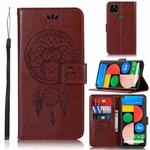 For Google Pixel 4a 5G Wind Chime Owl Embossing Pattern Horizontal Flip Leather Case with Holder & Card Slots & Wallet(Brown)