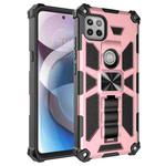 For Motorola Moto One 5G Ace Shockproof TPU + PC Magnetic Protective Case with Holder(Rose Gold)