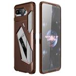 For Asus ROG Phone 5 Carbon Fiber Texture Shockproof TPU Case(Brown)