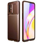 For OPPO F19 Pro+ 5G Carbon Fiber Texture Shockproof TPU Case(Brown)