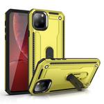For iPhone 11 Pro Shockproof PC + TPU Protective Case with 360 Degree Rotating Holder(Yellow)