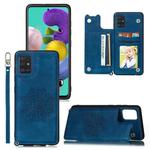 For Samsung Galaxy A32 5G Mandala Embossed PU + TPU Case with Holder & Card Slots & Photo Frame & Strap(Blue)