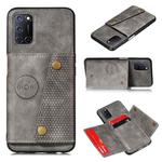 For vivo Y20 Double Buckle PU + TPU Shockproof Magnetic Protective Case with Card Slots & Holder(Grey)