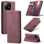 For Xiaomi Mi 11 CaseMe 013 Multifunctional Horizontal Flip Leather Case with Holder & Card Slot & Wallet(Wine Red)
