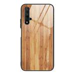 For Huawei Honor 20 Wood Grain Tempered Glass + TPU Shockproof Case(M03)