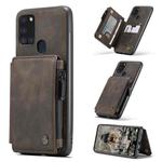 For Samsung Galaxy A21s CaseMe C20 Multifunctional PC + TPU Protective Case with Holder & Card Slot & Wallet(Dark Coffee)