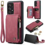 For Samsung Galaxy A52 4G / 5G CaseMe C20 Multifunctional PC + TPU Protective Case with Holder & Card Slot & Wallet(Dark Red)