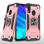 For Huawei P Smart(2019) Magnetic Armor Shockproof TPU + PC Case with Metal Ring Holder(Rose Gold)