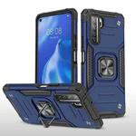 For Huawei P40 Lite 5G / Nova 7 SE Magnetic Armor Shockproof TPU + PC Case with Metal Ring Holder(Blue)