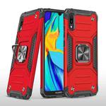 For Huawei Y6 Pro(2019) Magnetic Armor Shockproof TPU + PC Case with Metal Ring Holder(Red)