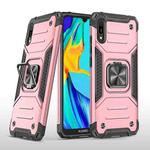 For Huawei Y6 Pro(2019) Magnetic Armor Shockproof TPU + PC Case with Metal Ring Holder(Rose Gold)
