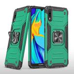 For Huawei Y6 Pro(2019) Magnetic Armor Shockproof TPU + PC Case with Metal Ring Holder(Dark Green)