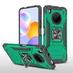 For Huawei Y9a Magnetic Armor Shockproof TPU + PC Case with Metal Ring Holder(Dark Green)