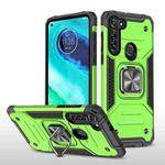 For Motorola Moto G8 Magnetic Armor Shockproof TPU + PC Case with Metal Ring Holder(Green)