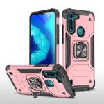 For Motorola Moto G8 Power Lite Magnetic Armor Shockproof TPU + PC Case with Metal Ring Holder(Rose Gold)