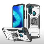 For Motorola Moto G8 Power Lite Magnetic Armor Shockproof TPU + PC Case with Metal Ring Holder(Silver)