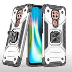 For Motorola Moto G9 Magnetic Armor Shockproof TPU + PC Case with Metal Ring Holder(Silver)