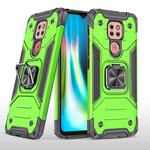 For Motorola Moto G9 Play Magnetic Armor Shockproof TPU + PC Case with Metal Ring Holder(Green)