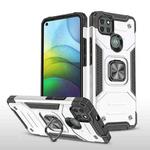 For Motorola Moto G9 Power Magnetic Armor Shockproof TPU + PC Case with Metal Ring Holder(Silver)