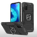 For Samsung Galaxy A02s(EU Version) Magnetic Armor Shockproof TPU + PC Case with Metal Ring Holder(Black)