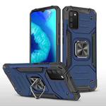 For Samsung Galaxy A02s(EU Version) Magnetic Armor Shockproof TPU + PC Case with Metal Ring Holder(Blue)