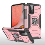 For Samsung Galaxy A72 5G / 4G Magnetic Armor Shockproof TPU + PC Case with Metal Ring Holder(Rose Gold)