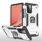 For Samsung Galaxy A72 5G / 4G Magnetic Armor Shockproof TPU + PC Case with Metal Ring Holder(Silver)