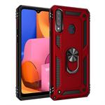 For Galaxy A20s Armor Shockproof TPU + PC Protective Case with 360 Degree Rotation Holder(Red)