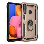 For Galaxy A20s Armor Shockproof TPU + PC Protective Case with 360 Degree Rotation Holder(Gold)