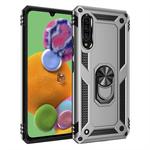 For Galaxy A90 5G Armor Shockproof TPU + PC Protective Case with 360 Degree Rotation Holder(Silver)