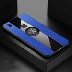 For Vivo Y75 / V7 XINLI Stitching Cloth Texture Shockproof TPU Protective Case with Ring Holder(Blue)