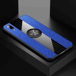 For Vivo Y93 XINLI Stitching Cloth Texture Shockproof TPU Protective Case with Ring Holder(Blue)