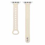 Double Stud Leather Watch Band For Apple Watch Series 8&7 41mm / SE 2&6&SE&5&4 40mm / 3&2&1 38mm(Beige)