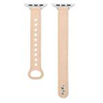 Double Stud Leather Watch Band For Apple Watch Series 8&7 41mm / SE 2&6&SE&5&4 40mm / 3&2&1 38mm(Apricot)
