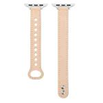 Double Stud Leather Watch Band For Apple Watch Series 8&7 45mm / SE 2&6&SE&5&4 44mm / 3&2&1 42mm(Apricot)